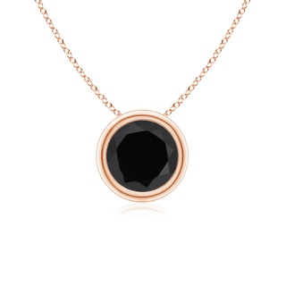 6mm AAA Bezel-Set Round Black Onyx Solitaire Pendant in 18K Rose Gold