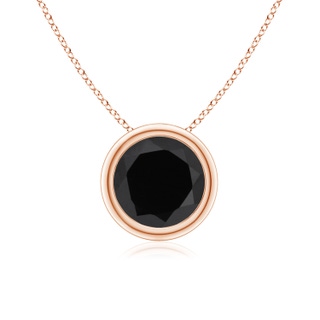 7mm AAA Bezel-Set Round Black Onyx Solitaire Pendant in 18K Rose Gold