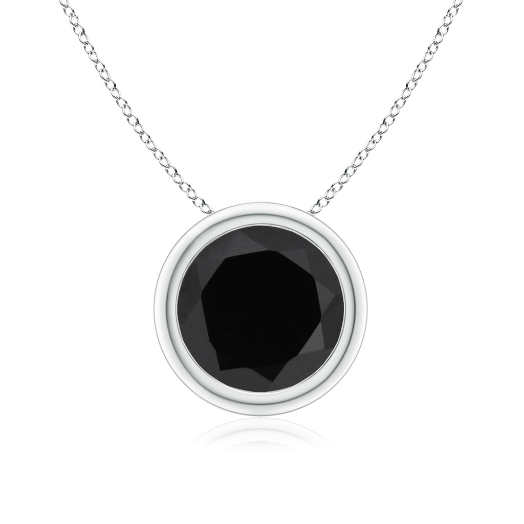 8mm AAA Bezel-Set Round Black Onyx Solitaire Pendant in P950 Platinum