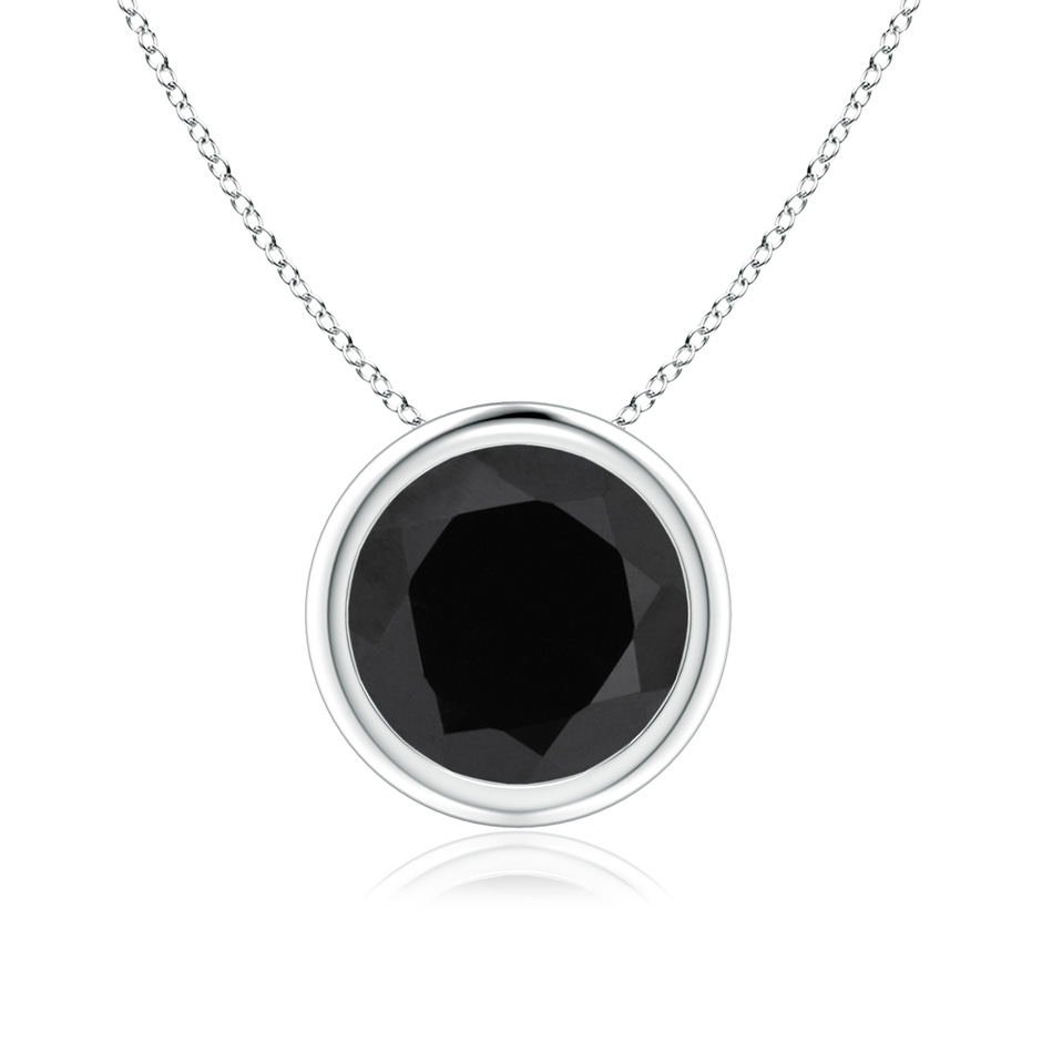 8mm AAA Bezel-Set Round Black Onyx Solitaire Pendant in White Gold 