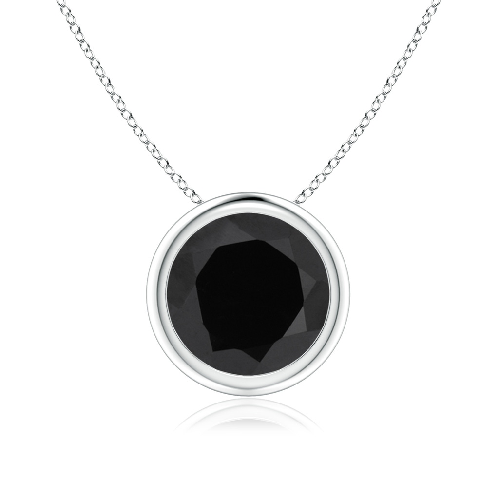 8mm AAA Bezel-Set Round Black Onyx Solitaire Pendant in White Gold