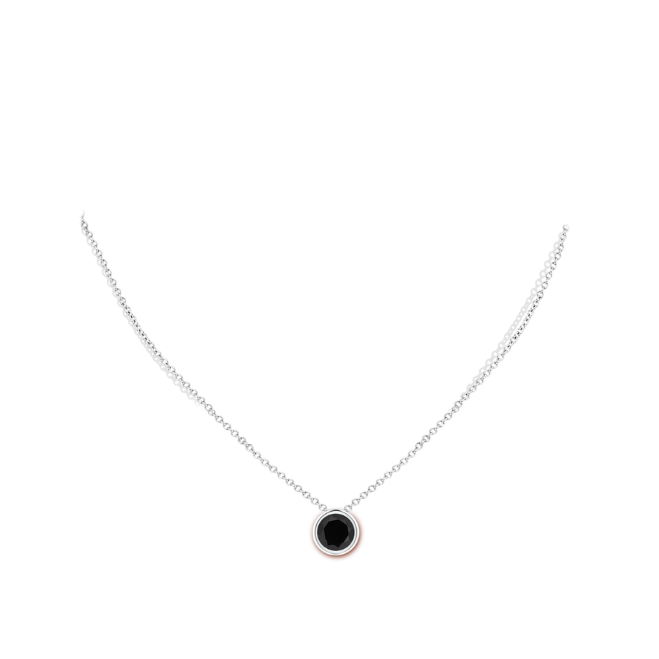 8mm AAA Bezel-Set Round Black Onyx Solitaire Pendant in White Gold body-neck