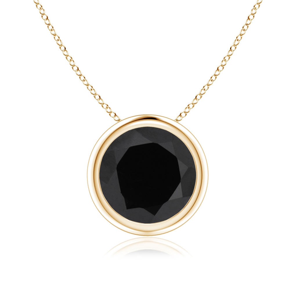 8mm AAA Bezel-Set Round Black Onyx Solitaire Pendant in Yellow Gold