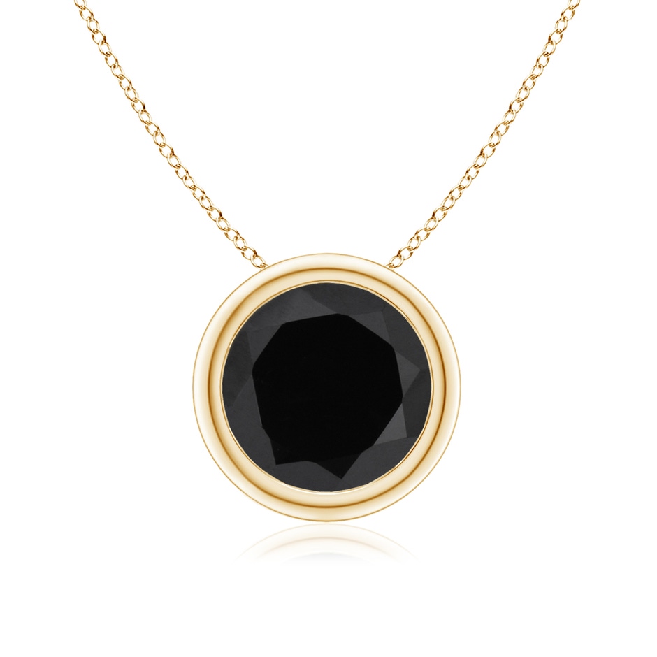 8mm AAA Bezel-Set Round Black Onyx Solitaire Pendant in Yellow Gold 