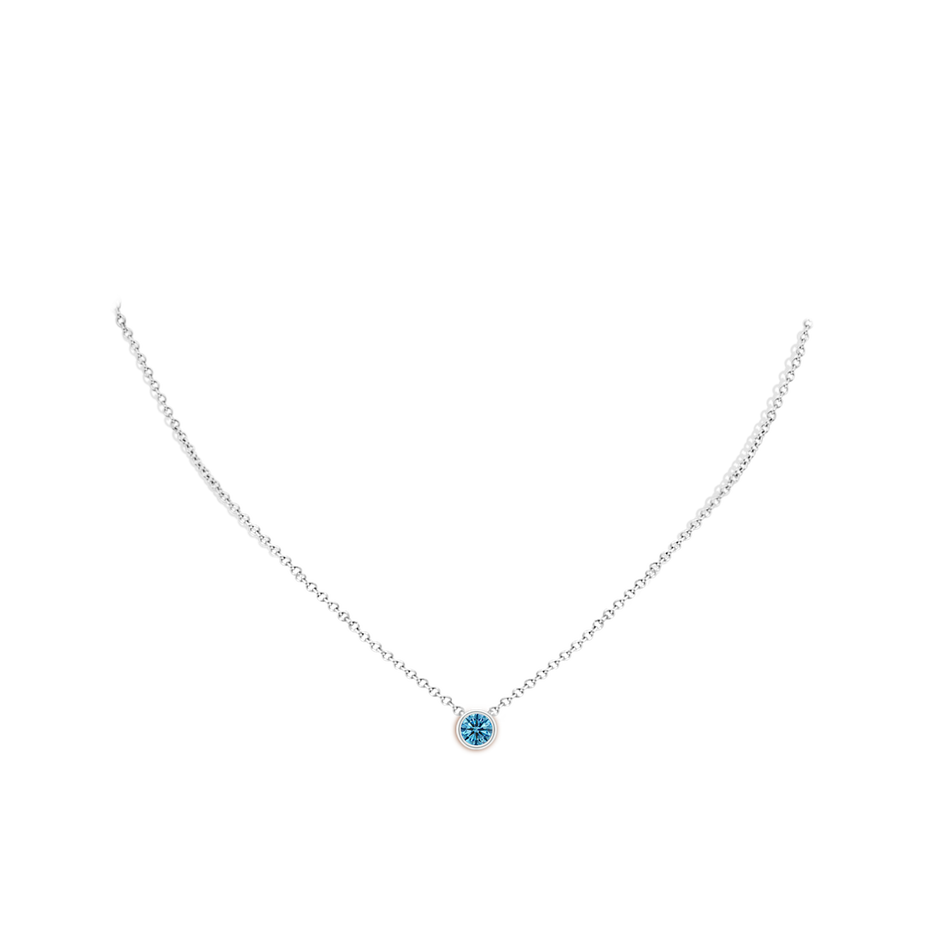 5.1mm AAAA Bezel-Set Round Fancy Intense Blue Diamond Solitaire Pendant in P950 Platinum pen