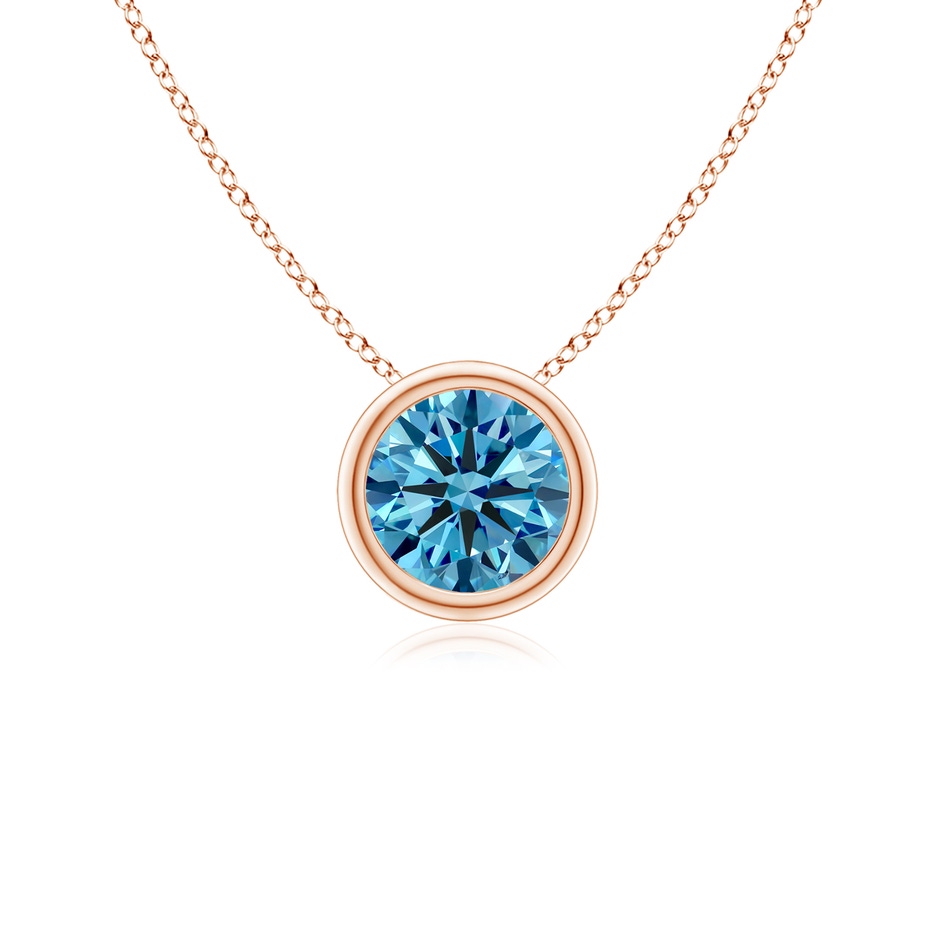 5.1mm AAAA Bezel-Set Round Fancy Intense Blue Diamond Solitaire Pendant in Rose Gold 