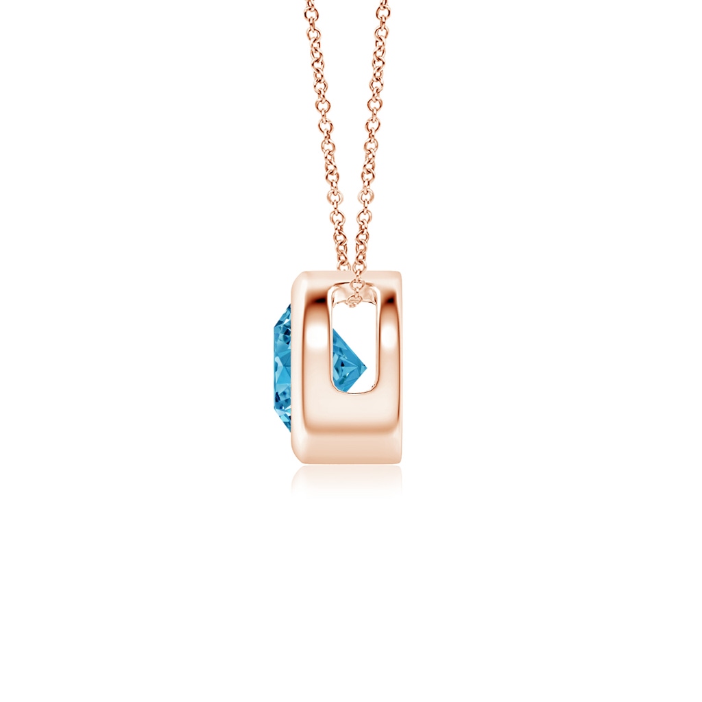 5.1mm AAAA Bezel-Set Round Fancy Intense Blue Diamond Solitaire Pendant in Rose Gold - side 199