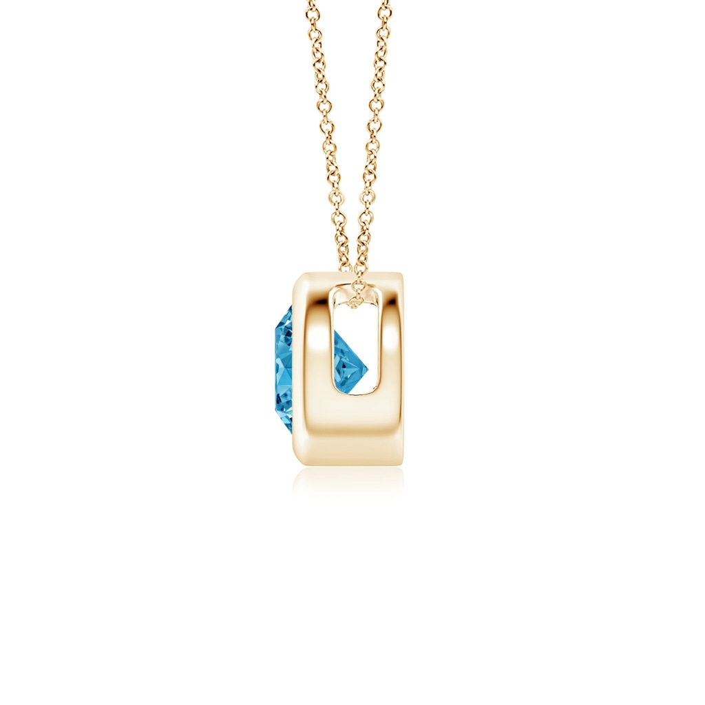 5.1mm AAAA Bezel-Set Round Fancy Intense Blue Diamond Solitaire Pendant in Yellow Gold - side 199