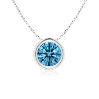 6.4mm AAAA Bezel-Set Round Fancy Intense Blue Diamond Solitaire Pendant in P950 Platinum