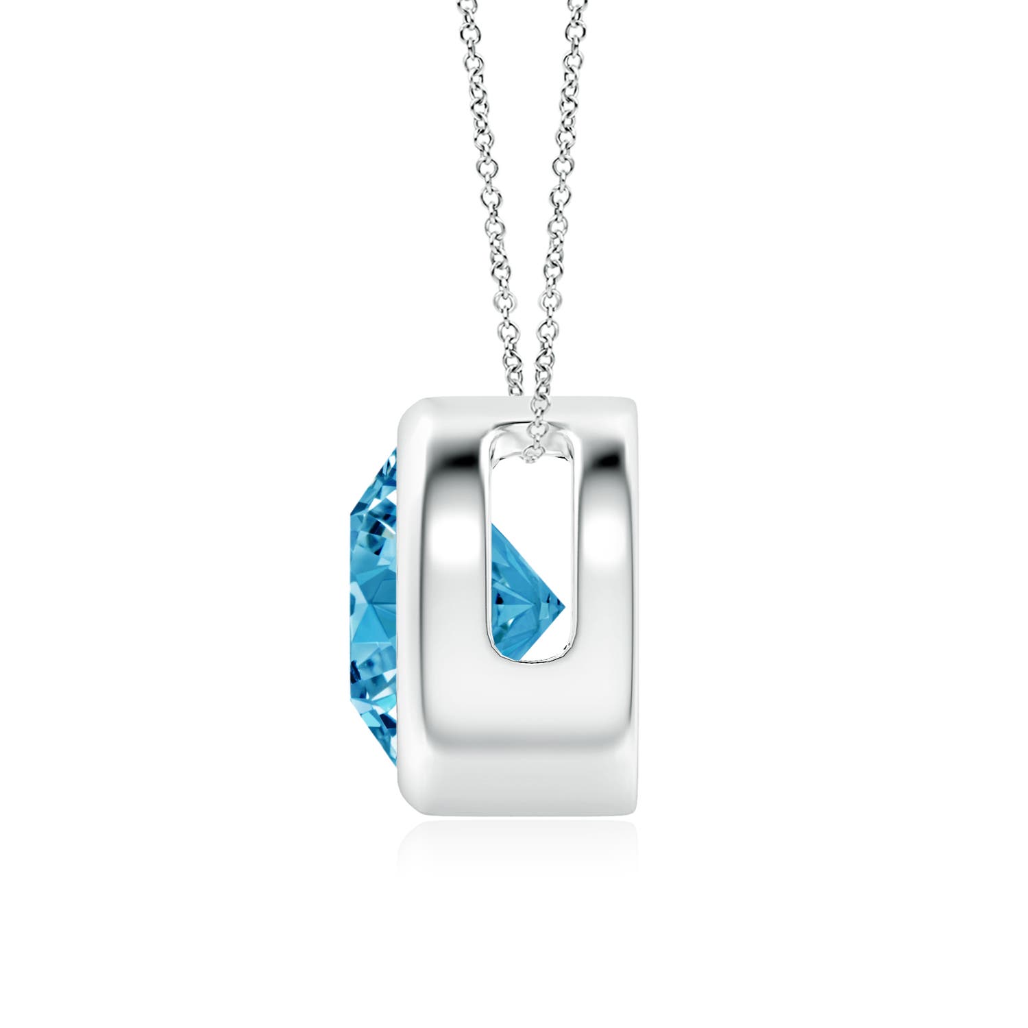 8.1mm AAAA Bezel-Set Round Fancy Intense Blue Diamond Solitaire Pendant in 18K White Gold