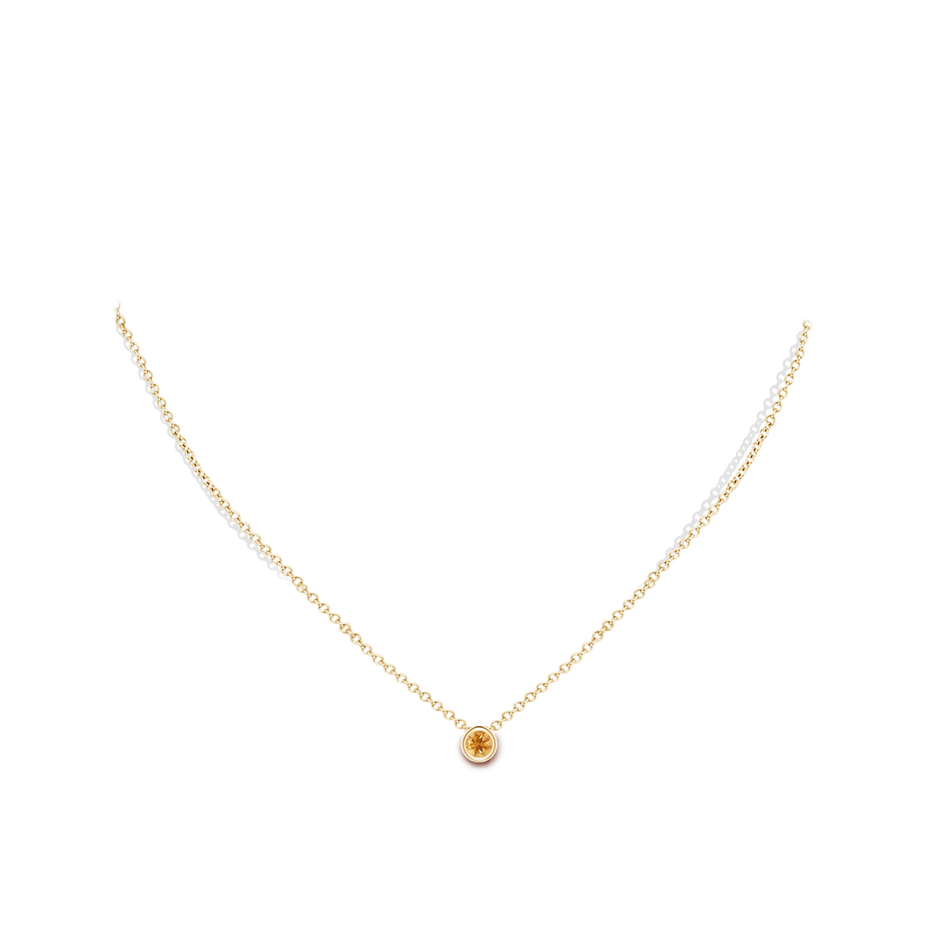 4mm A Bezel-Set Round Citrine Solitaire Pendant in 10K Yellow Gold pen