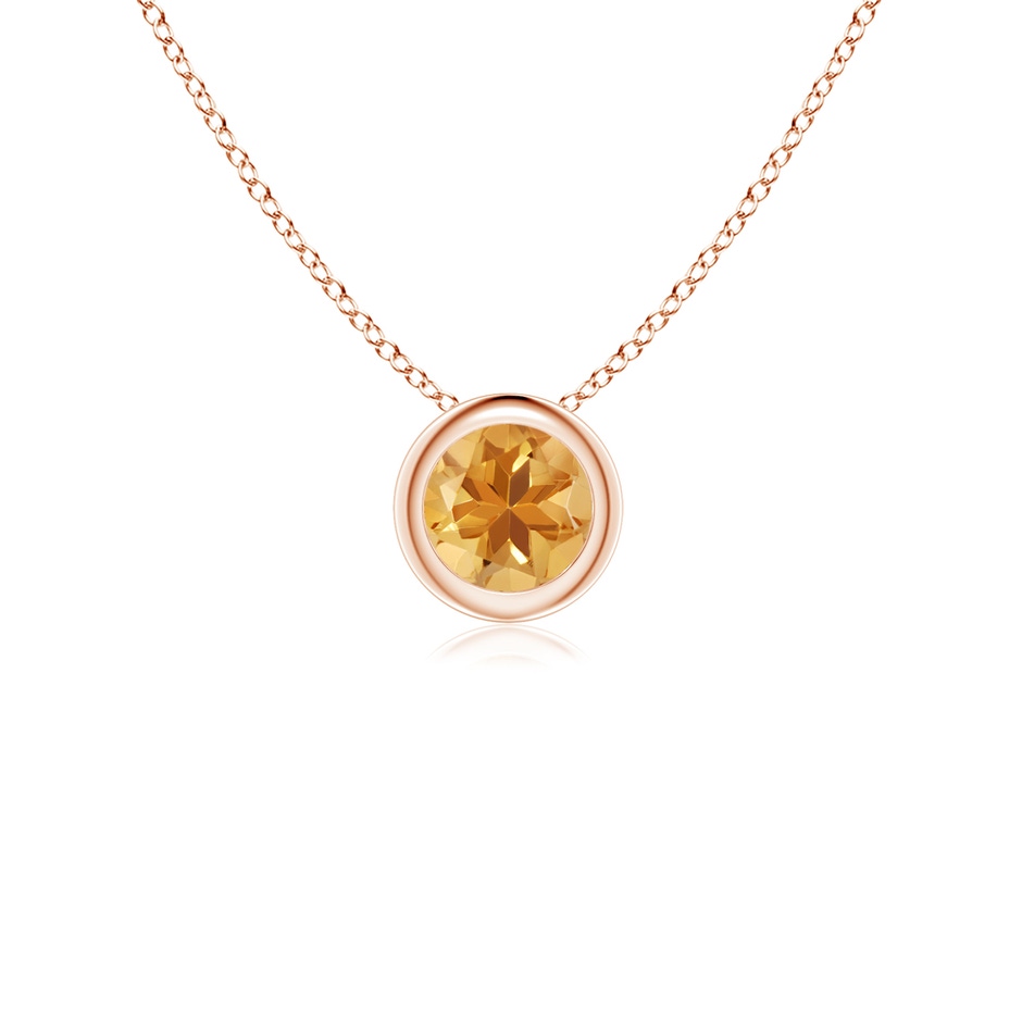 4mm A Bezel-Set Round Citrine Solitaire Pendant in Rose Gold 