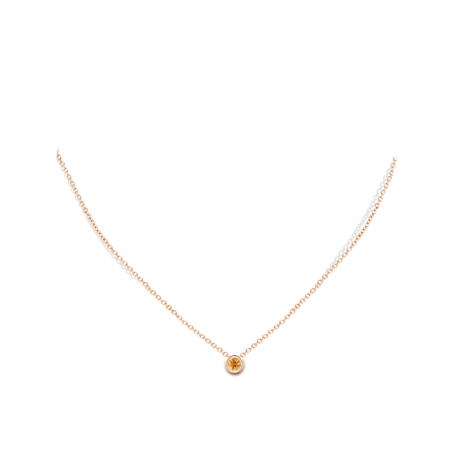 4mm A Bezel-Set Round Citrine Solitaire Pendant in Rose Gold pen