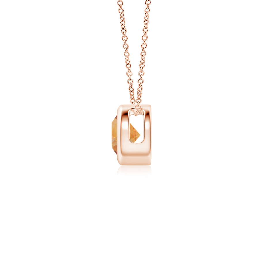 4mm AA Bezel-Set Round Citrine Solitaire Pendant in Rose Gold side 199