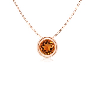 4mm AAAA Bezel-Set Round Citrine Solitaire Pendant in 18K Rose Gold