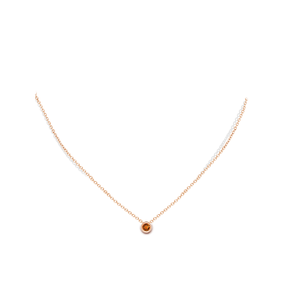 4mm AAAA Bezel-Set Round Citrine Solitaire Pendant in 18K Rose Gold pen