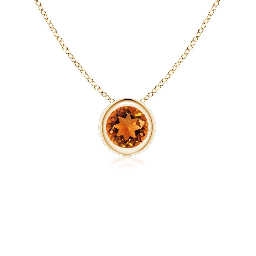 4mm AAAA Bezel-Set Round Citrine Solitaire Pendant in 18K Yellow Gold