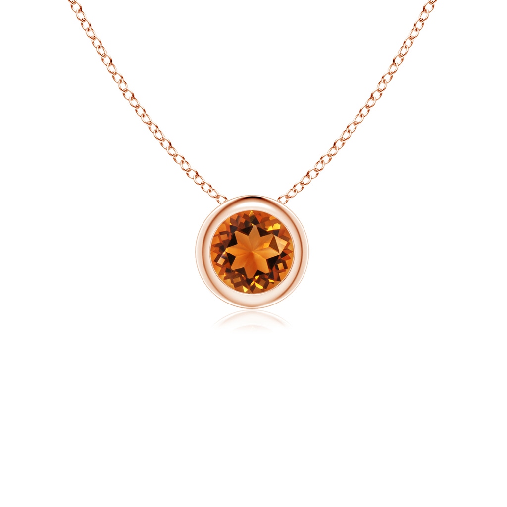 4mm AAAA Bezel-Set Round Citrine Solitaire Pendant in Rose Gold