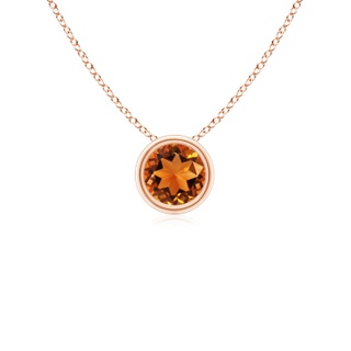 4mm AAAA Bezel-Set Round Citrine Solitaire Pendant in Rose Gold