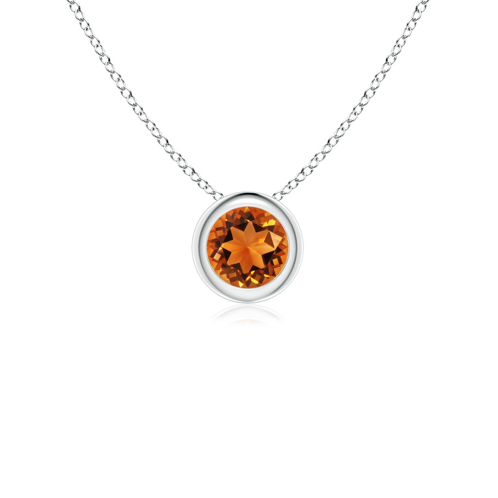 4mm AAAA Bezel-Set Round Citrine Solitaire Pendant in S999 Silver