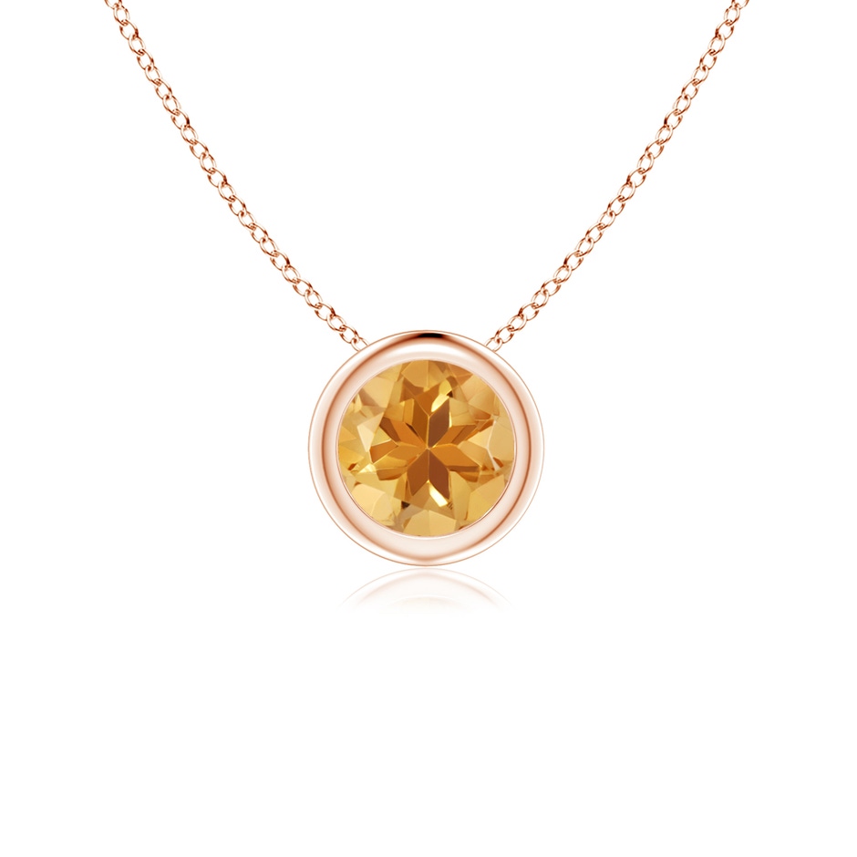 5mm A Bezel-Set Round Citrine Solitaire Pendant in Rose Gold 