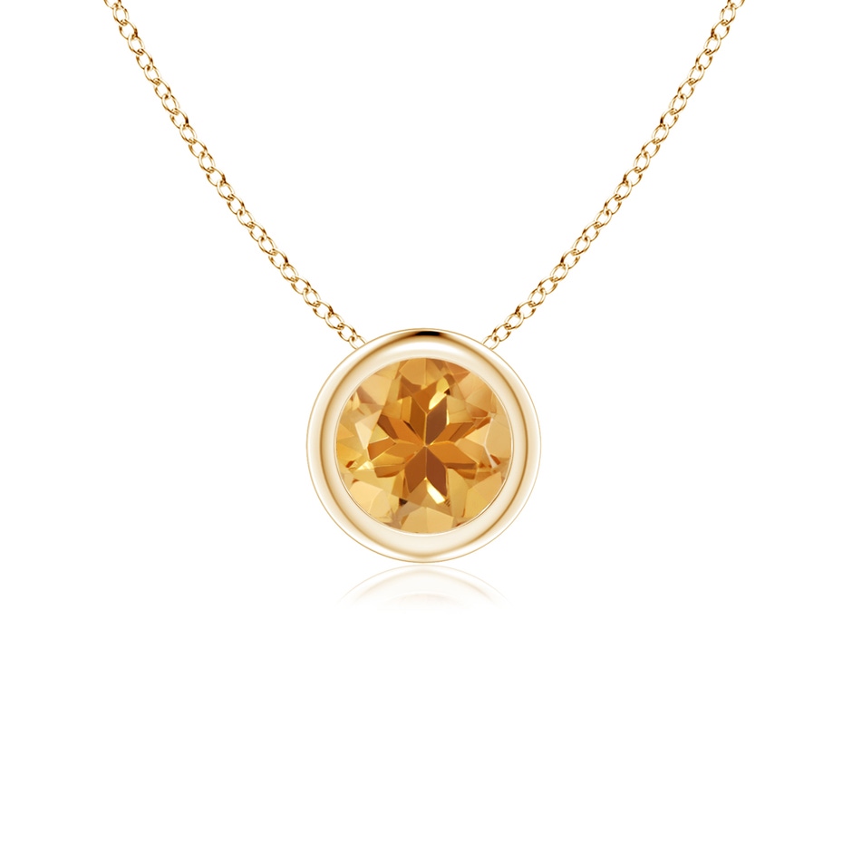 5mm A Bezel-Set Round Citrine Solitaire Pendant in Yellow Gold 