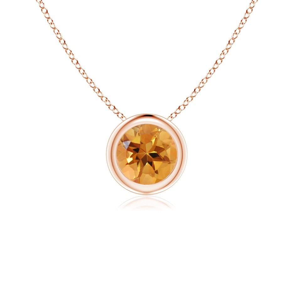 5mm AA Bezel-Set Round Citrine Solitaire Pendant in Rose Gold 