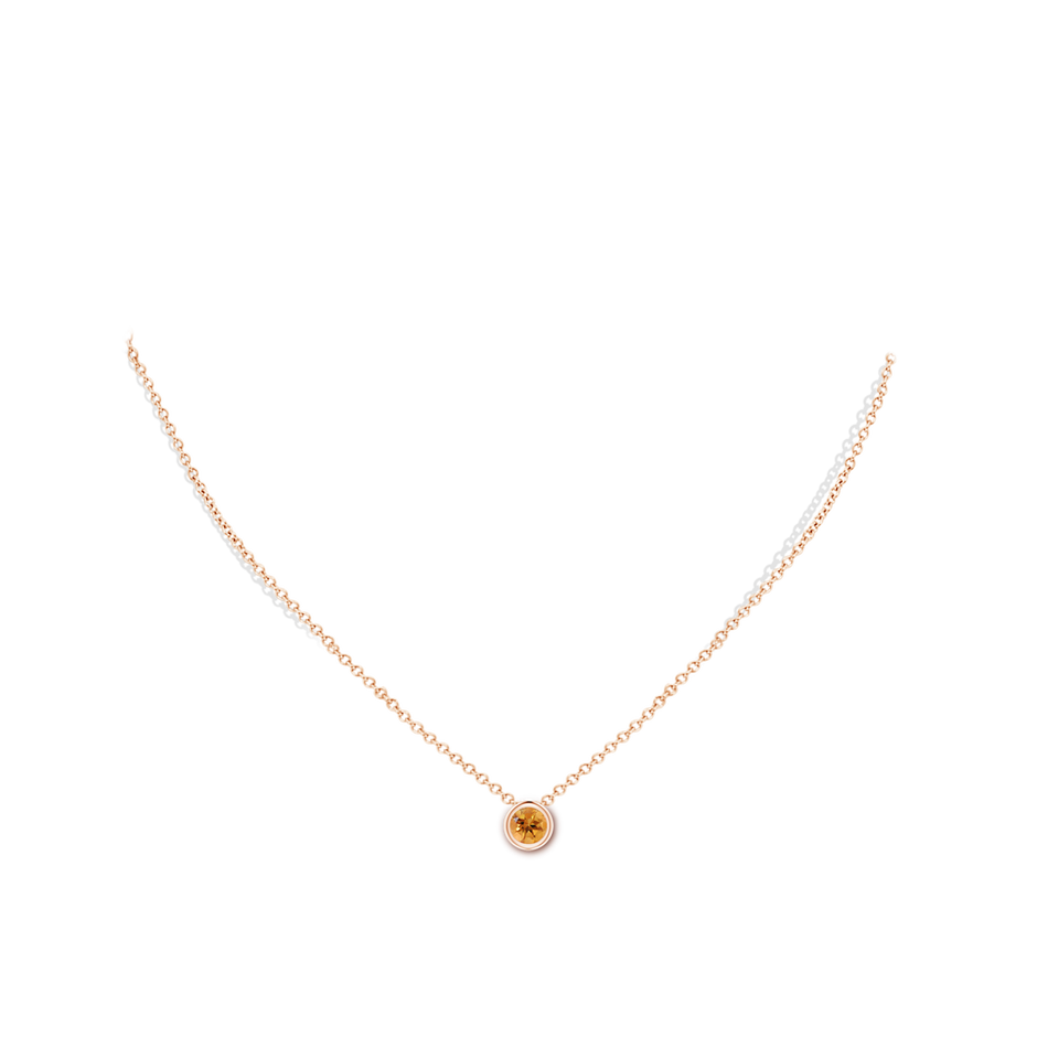 5mm AA Bezel-Set Round Citrine Solitaire Pendant in Rose Gold pen