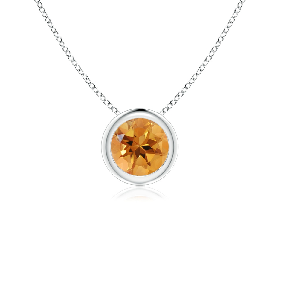 5mm AA Bezel-Set Round Citrine Solitaire Pendant in White Gold 