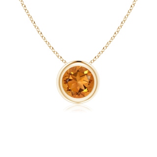 5mm AAA Bezel-Set Round Citrine Solitaire Pendant in Yellow Gold