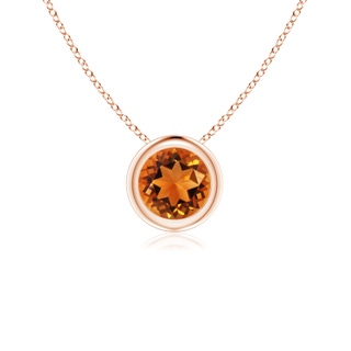 5mm AAAA Bezel-Set Round Citrine Solitaire Pendant in 18K Rose Gold