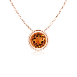 5mm AAAA Bezel-Set Round Citrine Solitaire Pendant in Rose Gold