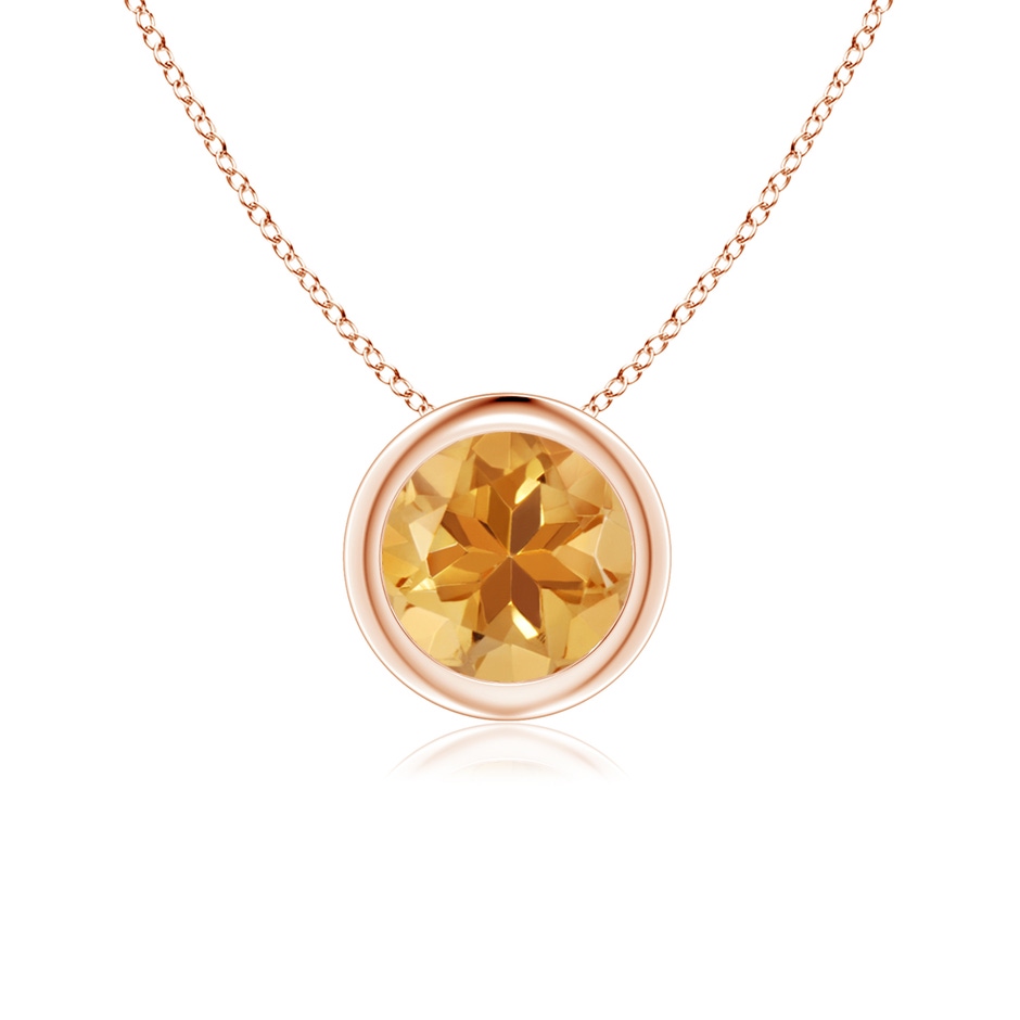 6mm A Bezel-Set Round Citrine Solitaire Pendant in Rose Gold 
