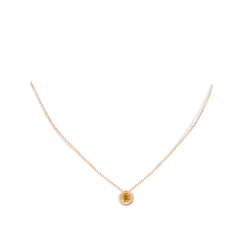 6mm A Bezel-Set Round Citrine Solitaire Pendant in Rose Gold pen