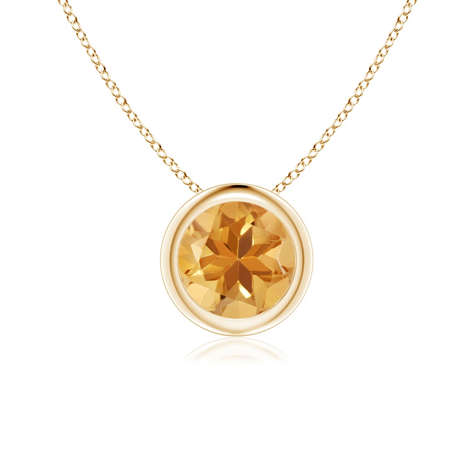 6mm A Bezel-Set Round Citrine Solitaire Pendant in Yellow Gold 
