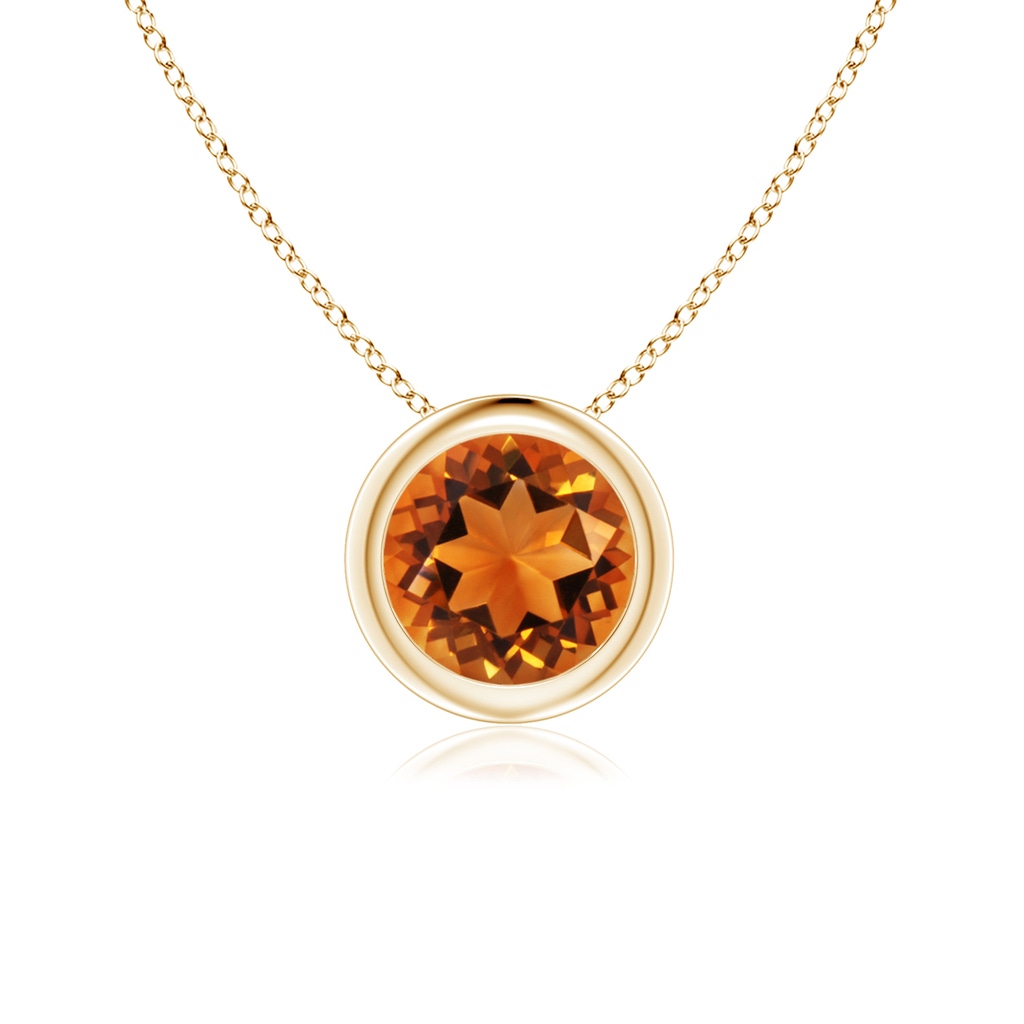 6mm AAAA Bezel-Set Round Citrine Solitaire Pendant in Yellow Gold