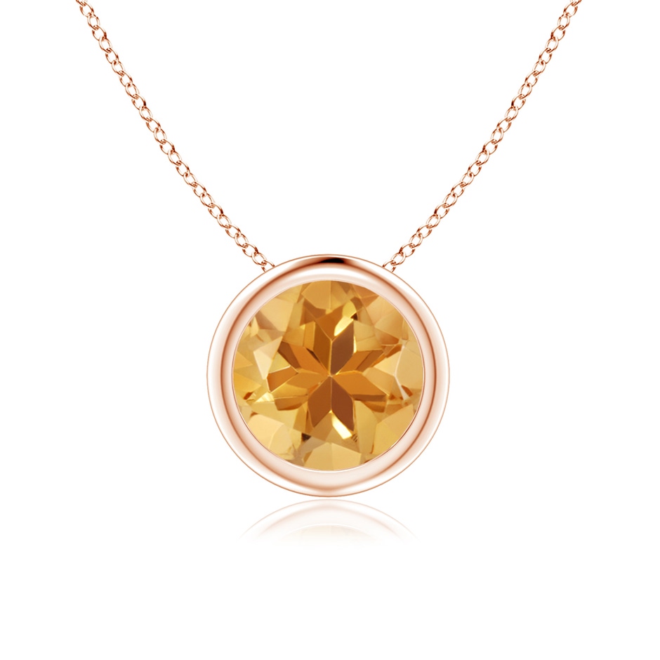 7mm A Bezel-Set Round Citrine Solitaire Pendant in Rose Gold 