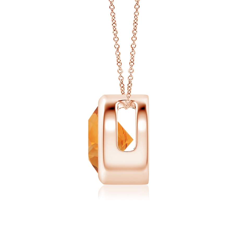 7mm AAA Bezel-Set Round Citrine Solitaire Pendant in Rose Gold side 199