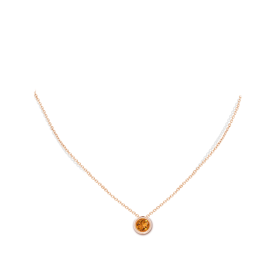7mm AAA Bezel-Set Round Citrine Solitaire Pendant in Rose Gold pen