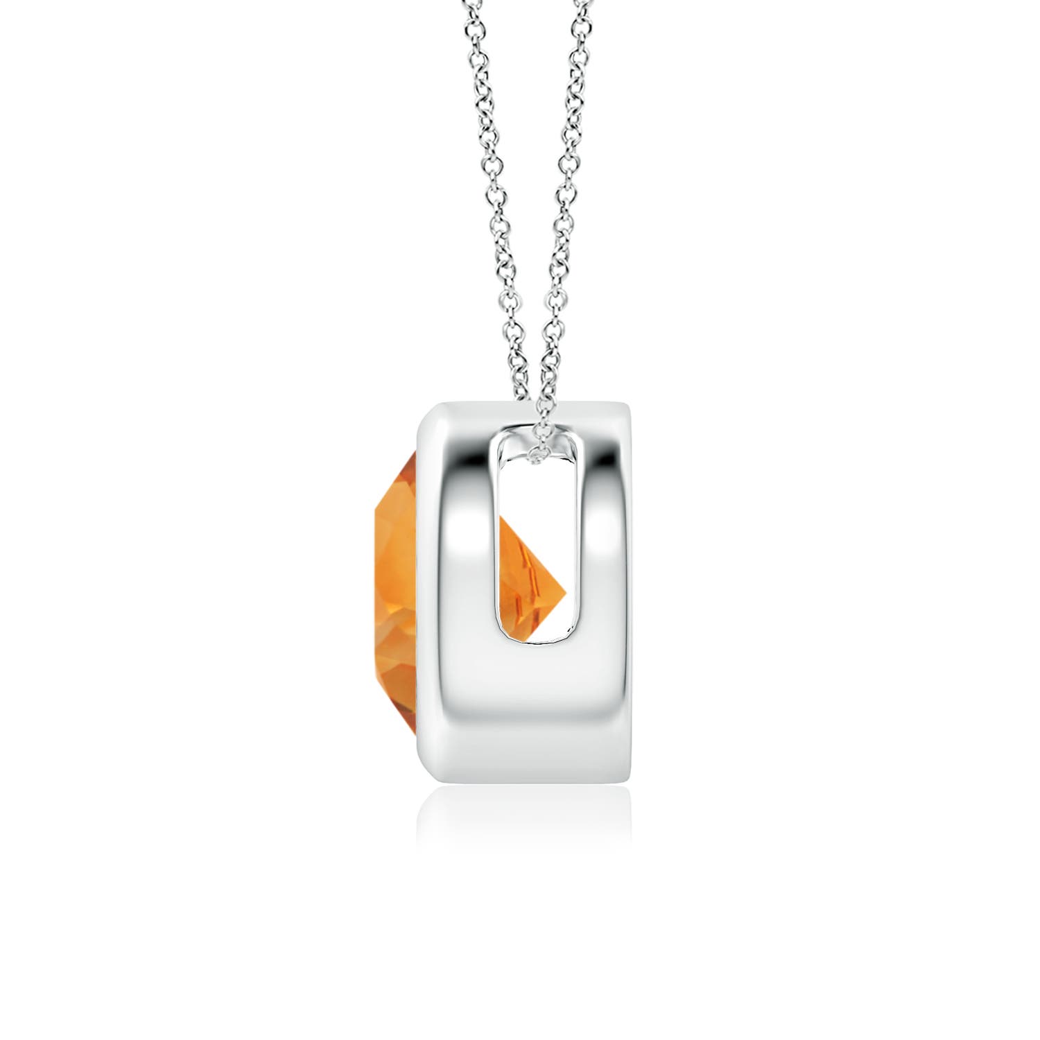 7mm AAA Bezel-Set Round Citrine Solitaire Pendant in White Gold