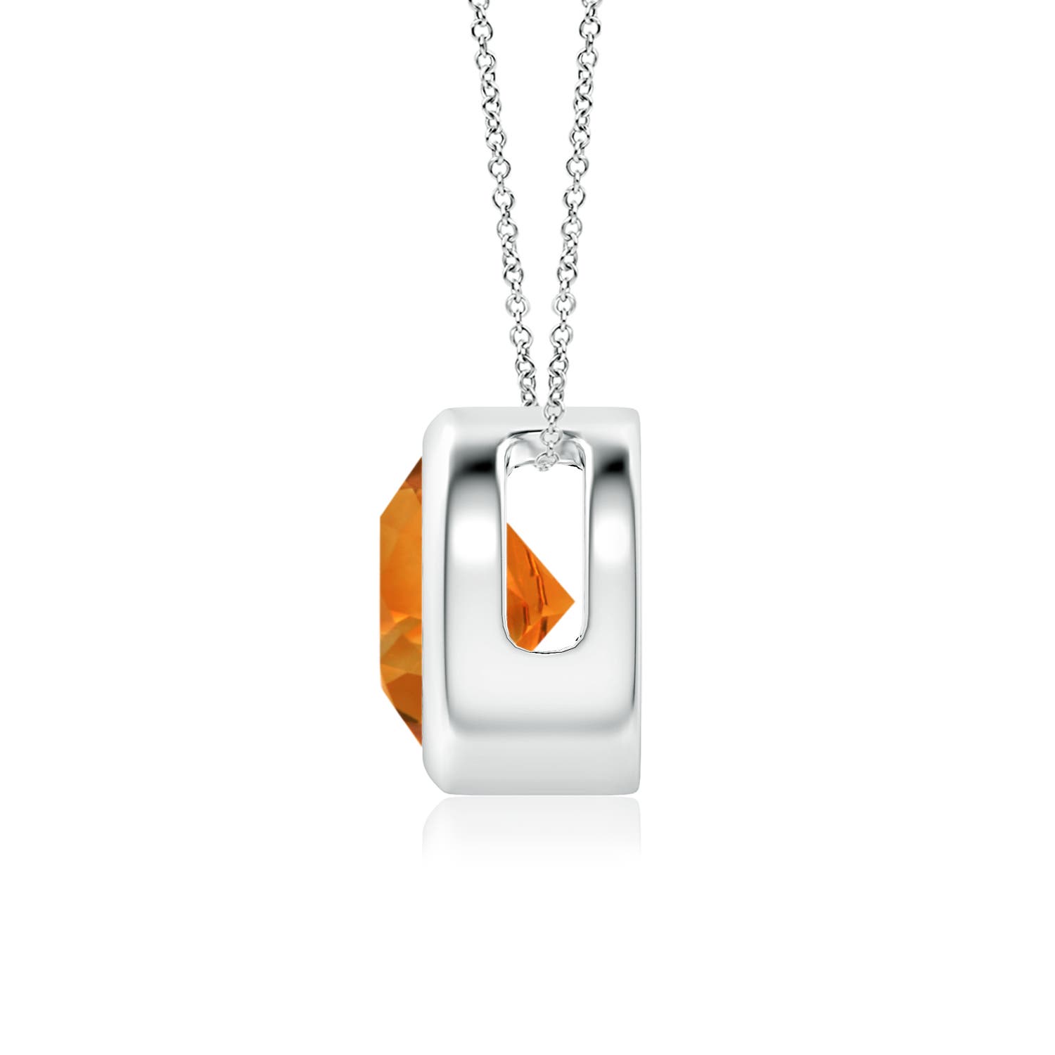 7mm AAAA Bezel-Set Round Citrine Solitaire Pendant in P950 Platinum
