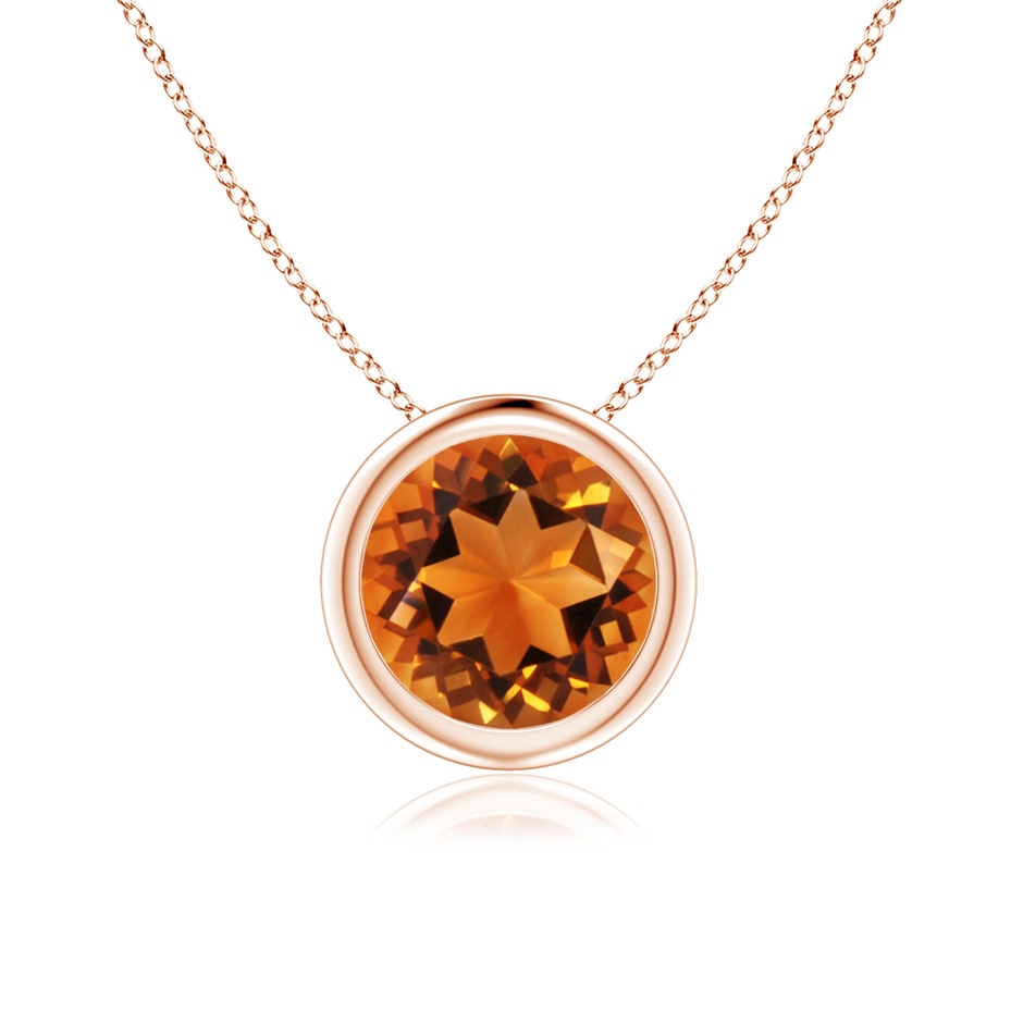 7mm AAAA Bezel-Set Round Citrine Solitaire Pendant in Rose Gold 