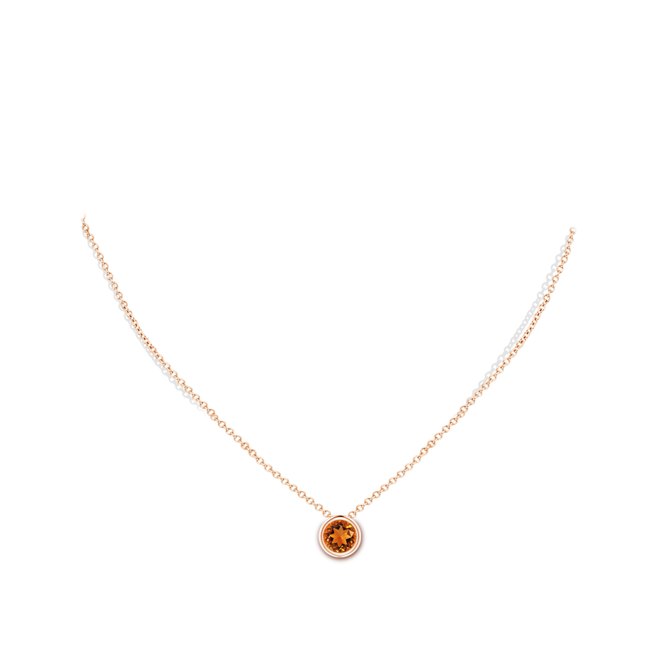7mm AAAA Bezel-Set Round Citrine Solitaire Pendant in Rose Gold pen