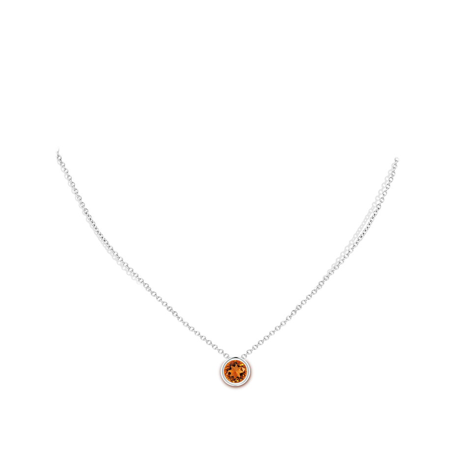 7mm AAAA Bezel-Set Round Citrine Solitaire Pendant in S999 Silver pen