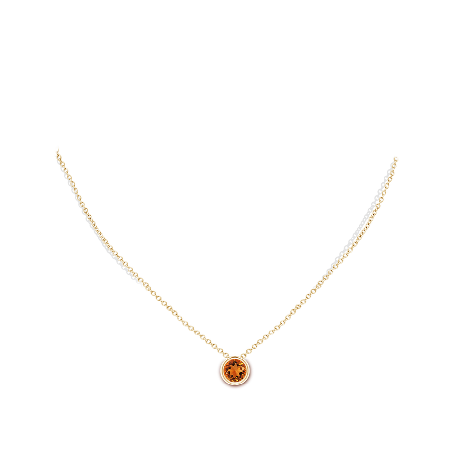 7mm AAAA Bezel-Set Round Citrine Solitaire Pendant in Yellow Gold pen