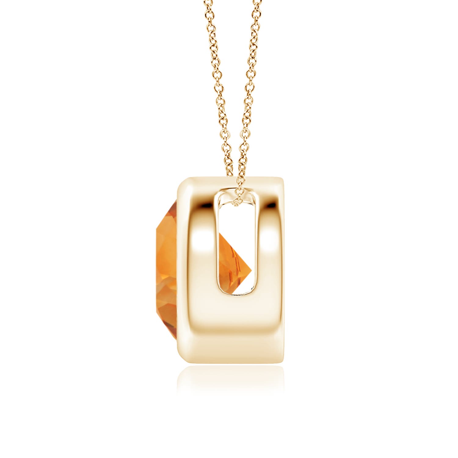 8mm AAA Bezel-Set Round Citrine Solitaire Pendant in Yellow Gold