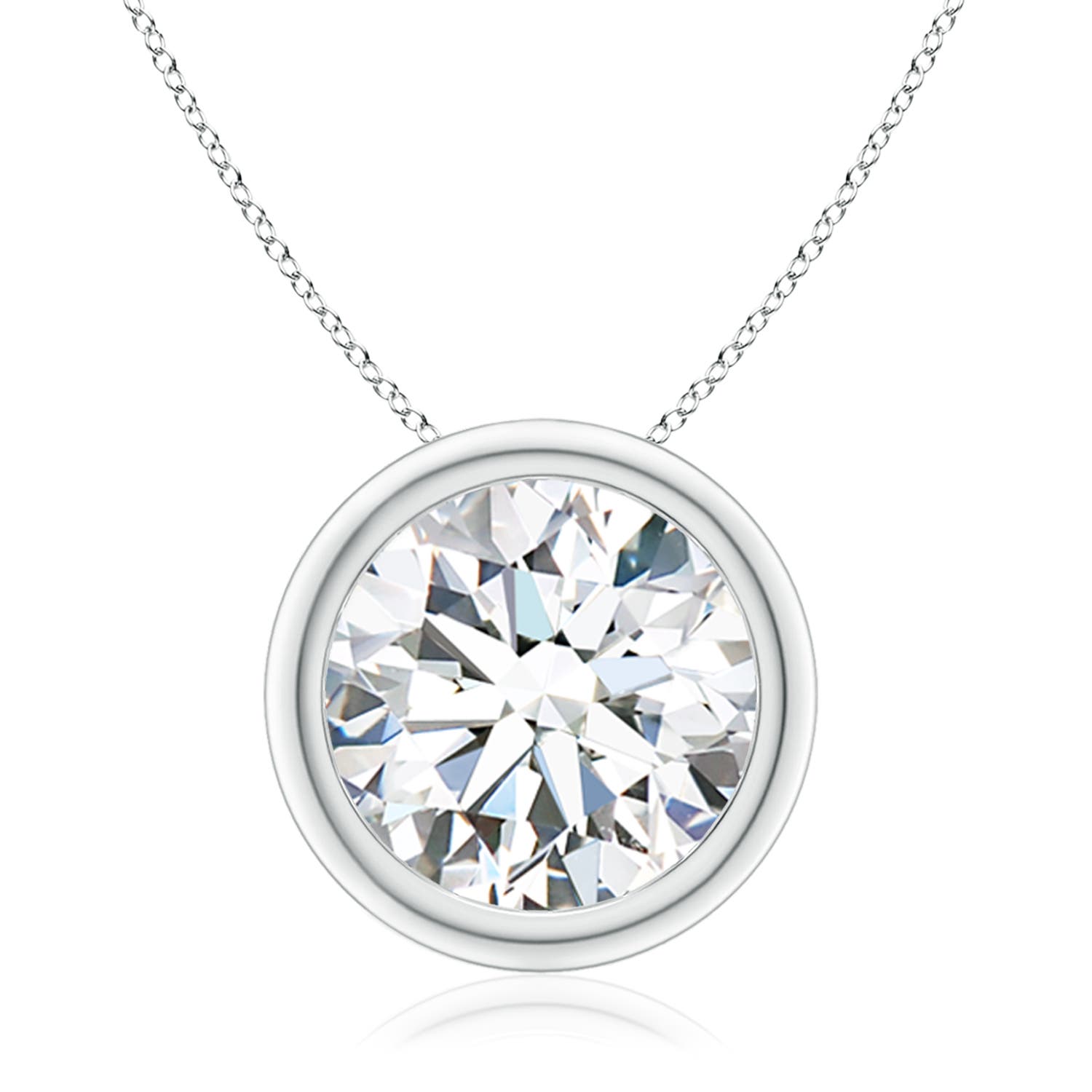 Angara 4.0 CTW Bezel-Set Round Diamond Solitaire Pendant in 18K White Gold