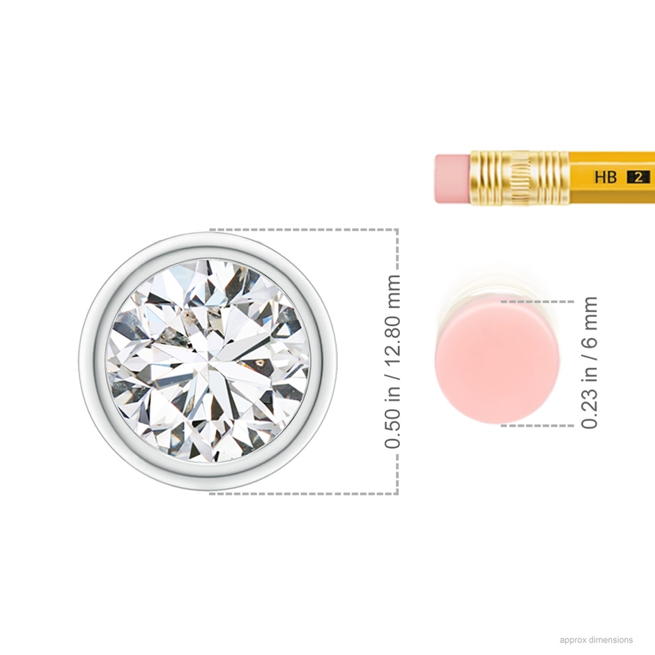 10.1mm HSI2 Bezel-Set Round Diamond Solitaire Pendant in White Gold ruler