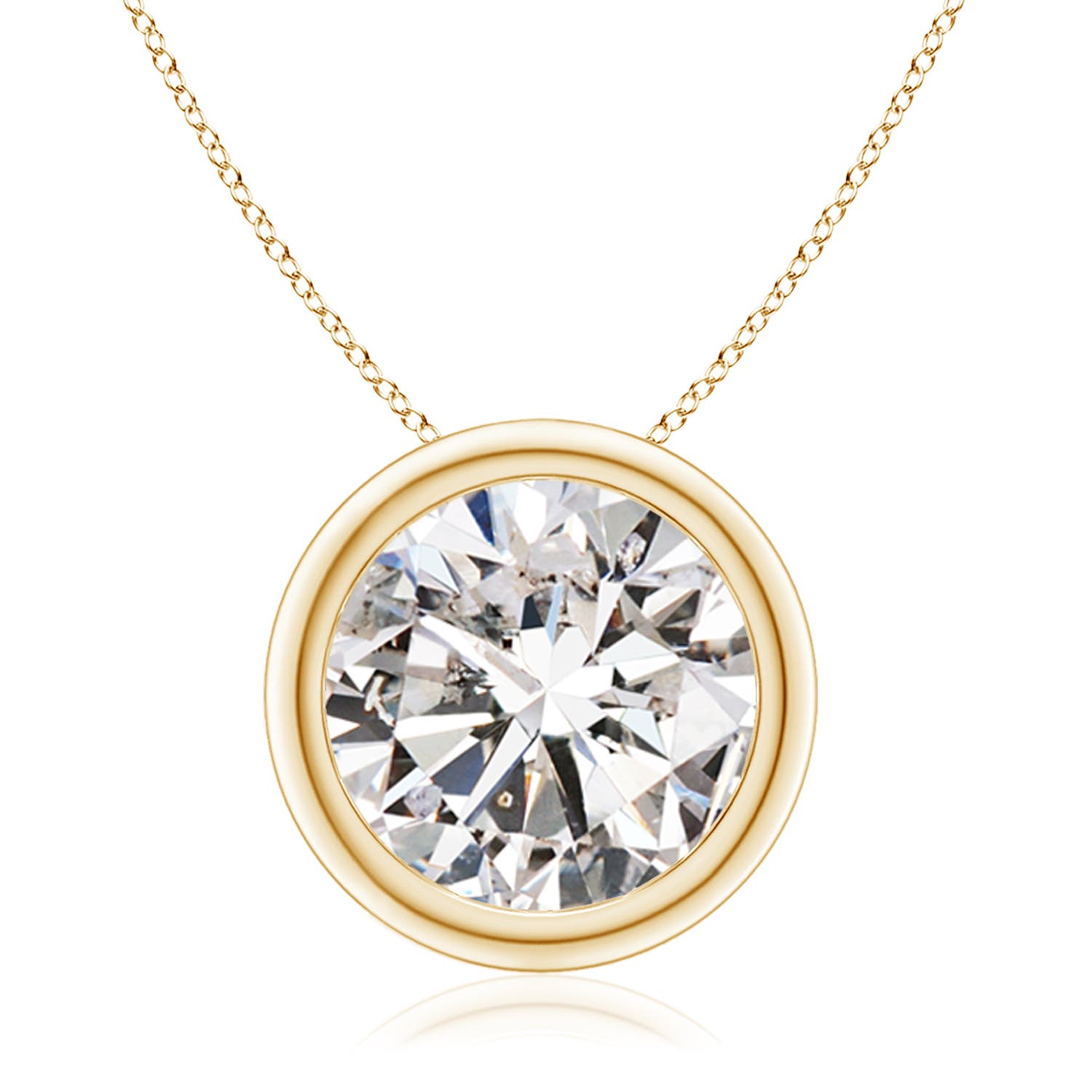 Angara 4.0 CTW Bezel-Set Round Diamond Solitaire Pendant in 18K Yellow Gold