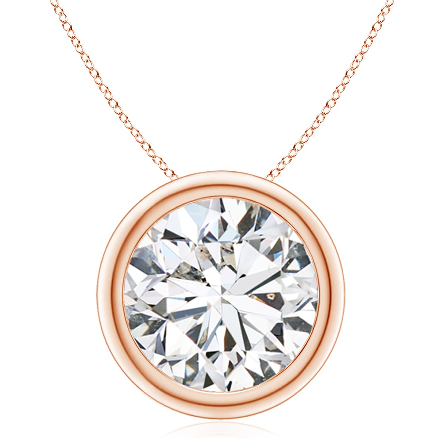 11.1mm HSI2 Bezel-Set Round Diamond Solitaire Pendant in Rose Gold